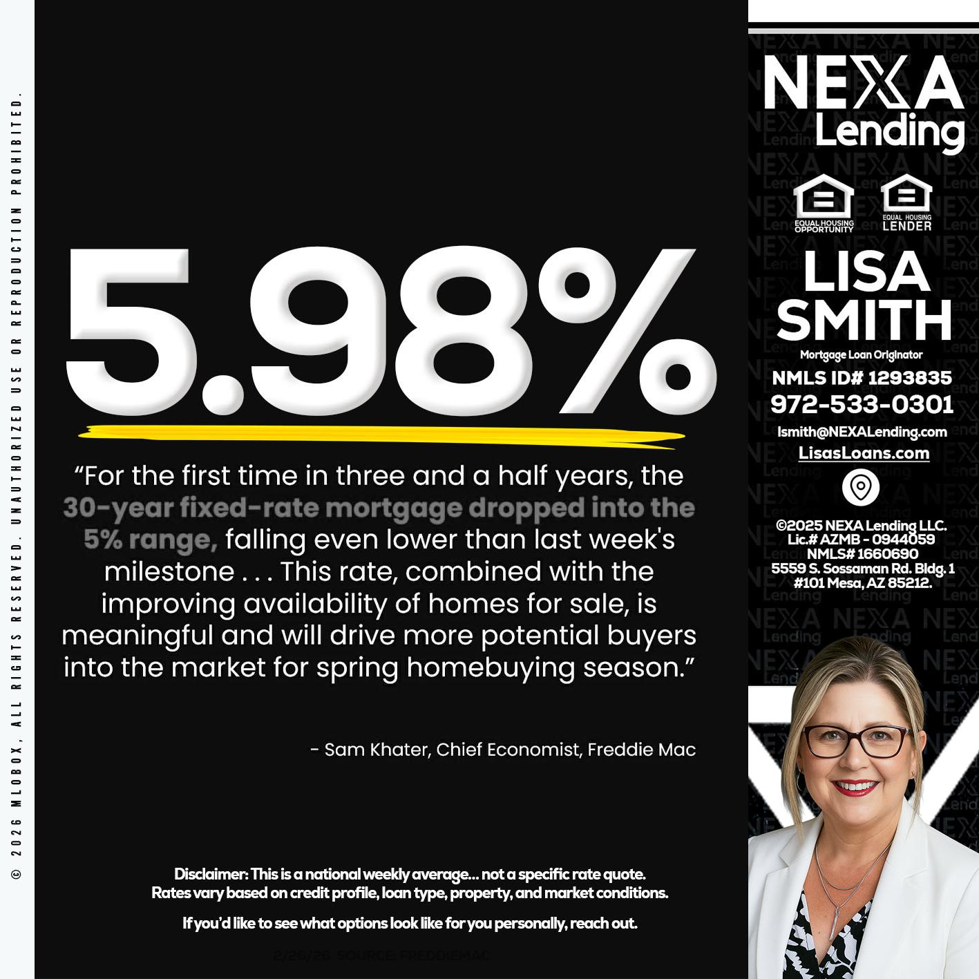5.98% - Lisa Smith -Mortgage Loan Originator